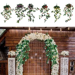 Decorative Flowers Artificial Garland 7Color Silk Flower Rattan Floral For Wall Christmas Decor Fake Plant Romantic Wedding Home Decoration