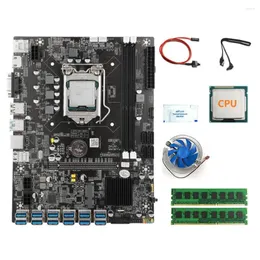 Płyty główne B75 12 PCIE/USB3.0 BTC Miner Pochwa główna CPU 2x4G DDR3 RAM wentylator termiczny STARE SATA Przełącznik kabli LGA1155 MSATA