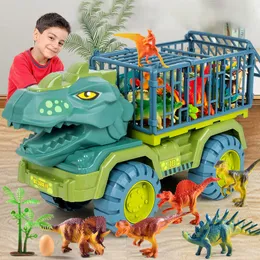 Diecast Model Car Big Car Toy Dinosaurs Transfer Car Dinosaur Truck Tuy Indominus rex Dinosaurs Higreships for Children's Toy Suit 230621