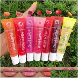 Läppglans frukt burst olje doftande plommon fuktighetskräm gelé glänsande vitamin e oljor lipgloss 6st droppleverans hälsa skönhet makeup läppar dh1yz