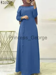 Vestidos Casuais ZANZEA ONeck Dubai Turquia Abaya Hijab Sundres Feminino Mola Vestido Muçulmano Sólido Elegante Casual Férias Kaftan Roupas Islâmicas x0625