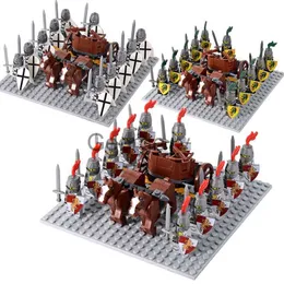Blocchi Cavalieri medievali mini Action Figures Building Blocks Carro romano Soldato Cavallo da guerra Mattoni Giocattoli per bambini Regali di NATALE J230625