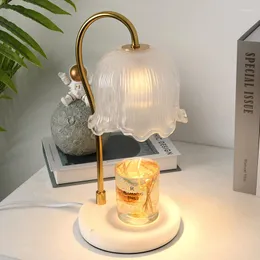Bordslampor Lily of the Valley Lamp utan eld Dimning Small Night Bedroom Bedside Marble Decoration Smältvax