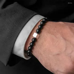 Charm Armband 2023 Classic Cube Armband Men Fashion Handmade 8mm Stone Pärla för smyckespresent