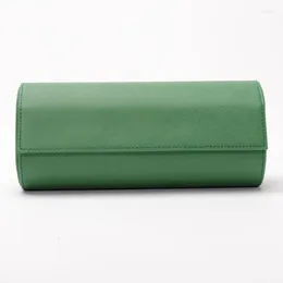 Titta på lådor Fall Portable Storage Box Pu Leather Roll Pouch Collector med Slid In Out Organizers Accessories Green Gift Deli22