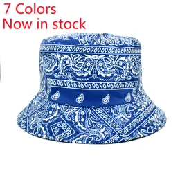 Bandana druck Eimer Hüte Frauen Männer Paisley Eimer Hüte Atmungsaktive Sommer Reversible Breite Krempe Fisherman Caps 2021 Neue