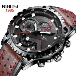 الساعات 2022 New Mens Watches Nibosi Top Brand Leather Chronograph Sport Sport Automatic Date Watch for Men Relogio Masculin