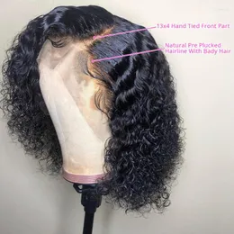 Lace Wigs Jerry Curly 13x4 Front Wig Short Bob Frontal Human Hair Deep Wave Brazilian Remy Pre Plucked Water 4x4 Closure Kend22