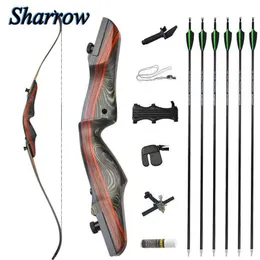 Bow Arrow 62 "Bågskytte Takedown Recurve Bow 20-50 kg American Hunting Bow Set Spine 500 30" Carbon Arrow Adult Shooting Sports Accessories HKD230626