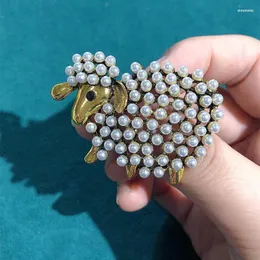 Brosches muylinda simulerade pärlor får get brosch vintage djur stift smycken halsduk klädklipp