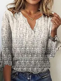 Women's Blouses Elegant Fashion Woman Shirt Casual Loose Long Sleeve Button Print Top