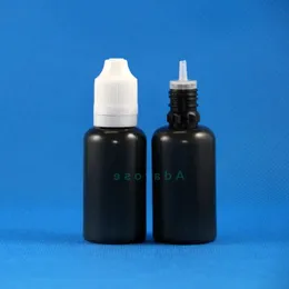 30 ML 100 pezzi / lotto LDPE NERO Flacone contagocce in plastica a doppia prova con tappi di sicurezza per bambini a prova di ladro comprimibili per e cig Egwqp