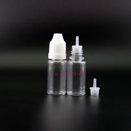 PET 10ML Plastic Dropper Bottles 100 Pcs/Lot With Child Proof Safety Caps and Nipples Highly transparent Can Squeeze have rainbow caps Niqrr