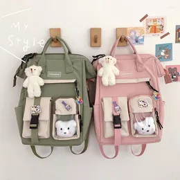 Backpack Teen Girls School Handheld Korean Style INS College Travel Leisure Bag & Pin Cute Bear 2023