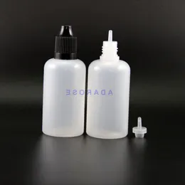 زجاجات قطارة بلاستيكية من البولي إيثيلين منخفض الكثافة 50 مل 100 قطعة مع أغطية أمان واقية للأطفال ونصائح E سيج حلمة طويلة Faawh