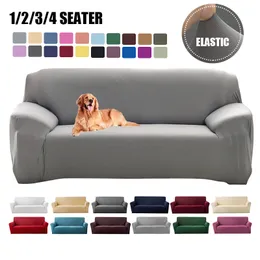 Stol täcker Elastic Plain Solid Soffa Cover Stretch Tight Wrap Allinclusive For Living Room Funda SOFA Couch Armchair 230626