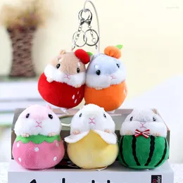 Keychains Lanyards Creative Fruit Hamster Plush Keychain Cute Toy Pendant Girl Student Bag Keyring Gift