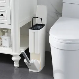 Waste Bins Plastic Trash Can Set Toilet Brush Waste Bin Dustbin Garbage Bag Dispenser JAN88 230625