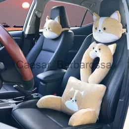 Pillow Cute Corgi Shiba Inu Car Neck Cartoon Head Headrest Travel Cushion Seatbelt Shoulder Pads Covers Rearview Mirror Cover x0626 x0625