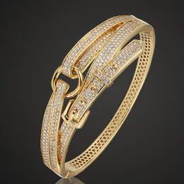 Bangle Blucome Perfect AAA Zircon Bangles For Men Anniversary Jewelry Copper Bracelet Women's Pulseira De Ouro Love chain Bangles
