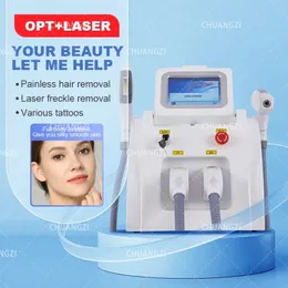 HOT 2 IN1 OPT TATTOO Removal Laser Machine Skin Remvenation All Hud Colors Permanent hår Professionell utrustning