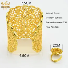 Brazalete ANIID Brazaletes africanos ajustables de color dorado con anillo para mujer Pulsera chapada en oro de Dubai Joyería india nigeriana Regalos