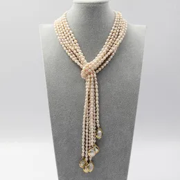 Kettingen 3 Strengen Gekweekte Witte Rijst Parel Teardrop Keshi Lariat Lange Trui Collier 50 ''Handgemaakte Voor Vrouwen