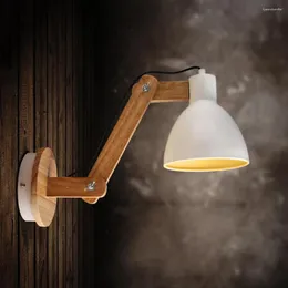 Wall Lamps Top Grade Wood Handcrafted Swing Arm Light Sconce LED Lamp Nordic Style Arandela For Study/Foyer Home Decoration Lighting