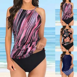 Damskie stroje kąpielowe bandaż plażowe push-upy Ruched dwa set kąpiel bra bikini kobiety vintage drukowane garnitur Slim Sport Bandeau