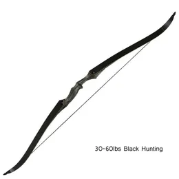 Bow Arrow 30-60 kg 60 "Bågskytte Black Hunter Recurve Bow LH/RH Bambu Laminering Process Takedown Bow för piljakt Skytte Tillbehör HKD230626