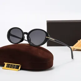 Classic Round Sunglasses Tom Brand Ford Designer UV400 Eyewear Metal Black Frame Sun Glasses Men Women Sunglasses Polaroid Lens With Box