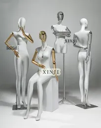 New Style Fashion White Mannequin Fiverglass Golden Hand Mode Female Customized