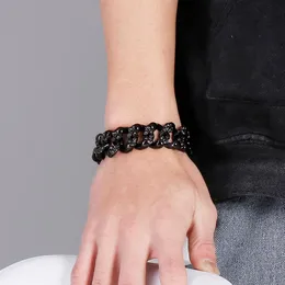 Gothic-Schädel-Armbänder für Männer, schwarzer Edelstahl, maskuliner männlicher Biker-Schmuck, Herren-Skelett-Armband, 2021 Großhandelsartikel