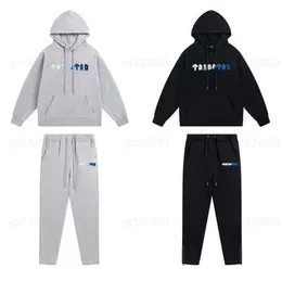 Trapstarr Suit Designer Felpa con cappuccio Set due pezzi Lettere bianche e blu Asciugamano Ricamo Felpa imbottita e pantaloni Coppia Tute Tuta 0607