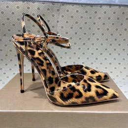 sexy Leoparden-Sandalias, feminine Leoparden-Schuhe, Gladiatoren-Sandalias, Tornozelo-Saltos, hohe Moda, sexy Feste und Boa
