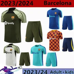 23 Barcelona TRACKSUITS Soccer Jersey Barcelona Set AUBA PEDRI GAVI 23/24 New Sportswear Adulto Infantil Manga Curta Colete Camisa de Treino Moletom de Qualidade
