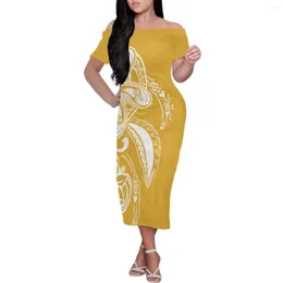 Party Dresses Hawaiian Style Women's Hhigh Quality Dress Polynesian Ethnic Print Fashion Short Sleeped Off-the-Shoulder Sexig Travel