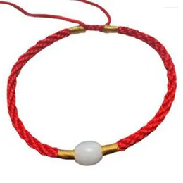 Charmarmband i år av livstransit Jadeite Jade Red Braid String Armband God Lucky Glass Pärla Rope Wrap Bangle for Women Par