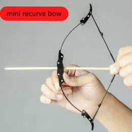 Bow Arrow Mini Shooting Recurve Bow Athletic Game Outdoor Fun Archery Toy Pocket Bow Creative Ornaments Bow and Arrow Range 30M Kids ToysHKD230626