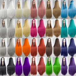 Synthetic Wigs SHANGKE Blonde Blue Red Pink Grey Purple Hair Cos Wig 100CM Long Straight Cosplay For Women Fake