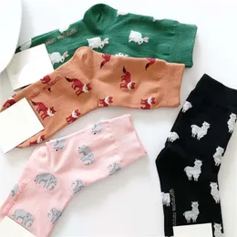 Skarpetki Hosiery Spring Autumn Product Casual Korean Style Kobiety Zwierzęta Kreskówka Elephant Rabbit Sheep Cotton Short 230625