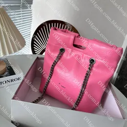 Stor kapacitet hinkväska designer papperskorgen vintage kvinnor fast färgkedja axelpåsar hög kvalitet handväska