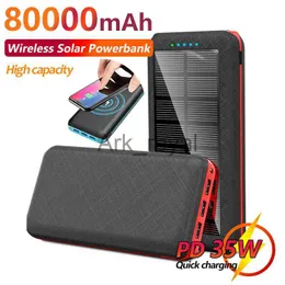 Power Power Banks 80000mAh شاحن بطارية شمسي لاسلكي شاحن سريع الشاحن سريعًا LED 3 USB Phone Bank لـ Samsung iPhone J230626