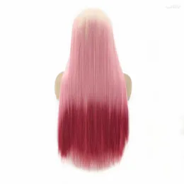 Синтетические парики Стиль Длинные прямые кружевные передние парики Светлые корни Омбре Бесклеевые термостойкие волосы Косплей для сексуальных женщин