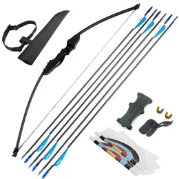 Arco Flecha Arco e Flecha Arco Recurvo Derrubar LongBow 30Lbs/40Lbs com Flechas de Fibra de Vidro e Tubo de Flechas para Acessório de Caça com Arco HKD230626