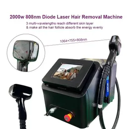 2023 Portable 1064 755 808nm Laser Macro Channel 808nm Diode Laser 808nm Hårborttagningsmaskin med iskylning smärtfri