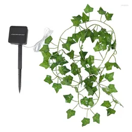 Strängar 10 m 5 m 2 m gröna blad Ljussträng batteri/solen powere creepe murgröna blad vinrankan ledlampa för bröllop jul trädgård uteplats dekor