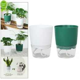 Vaso per piante autoirrigante Vaso per fiori in plastica trasparente Bacino di aspirazione automatico a doppio strato Vasi di viola africana in vaso pigro