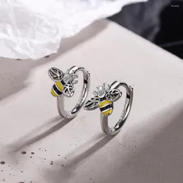 Boucles d'oreilles à tige vente couleur argent personnalité époxy Zircon petite abeille mode femme EH683