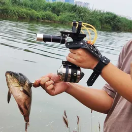 弓の矢印のプロの釣りのスリングショット釣りリールとダーツのセットアウトドアスポーツ狩りの撮影ゲームアクセサリーshkd230626に使用されるカタパルト